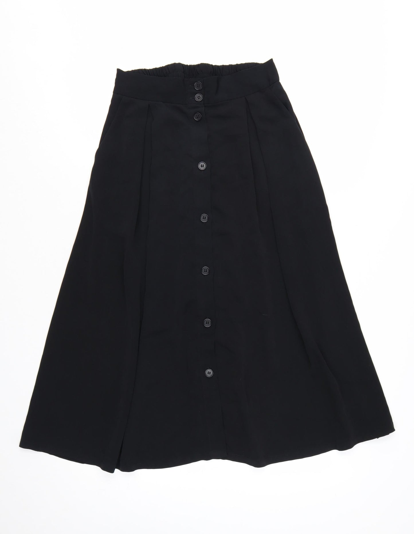 Monki Women's Black A-Line Midi Button Front Skirt Size S