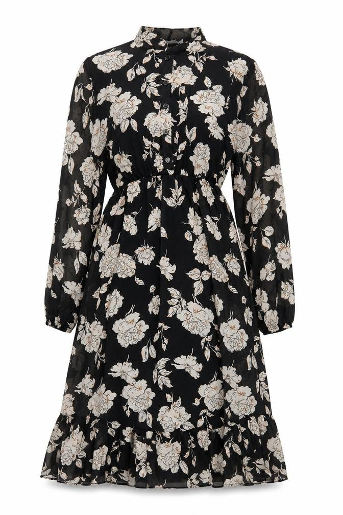 Giulia Rosi Womens Black Floral Midi Fit & Flare Dress M