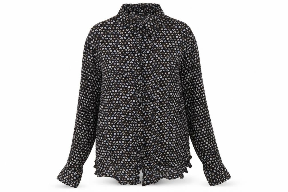 H&M Women’s Black Geometric Button-Up Shirt Size 14