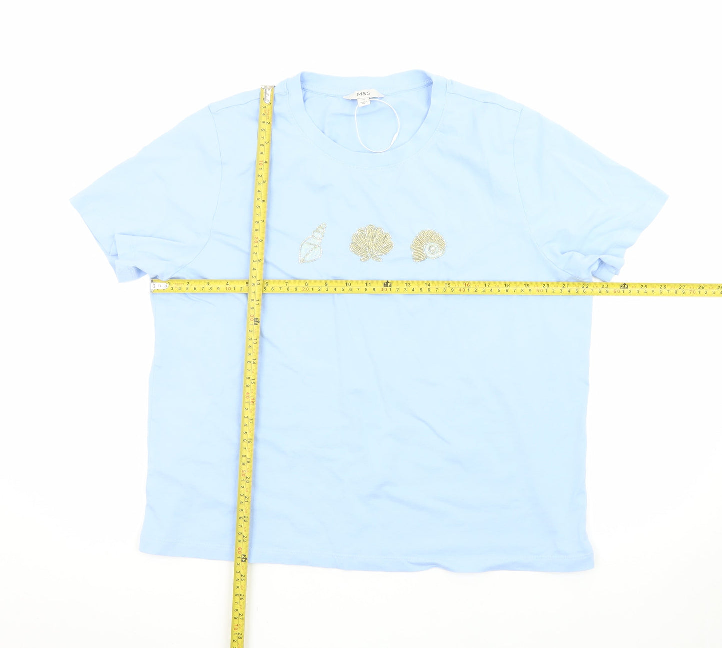 Marks and Spencer Women’s Blue Beaded Shell T-Shirt Size 18