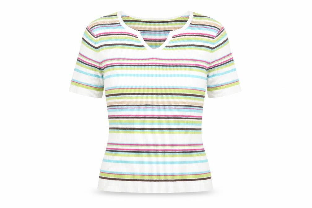 Croft & Barrow Women's Multicoloured Striped Knit T-Shirt M