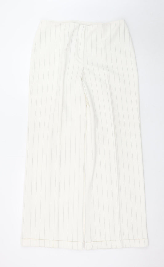 Next Women’s White Pinstripe Wide-Leg Dress Trousers Size 14 XL