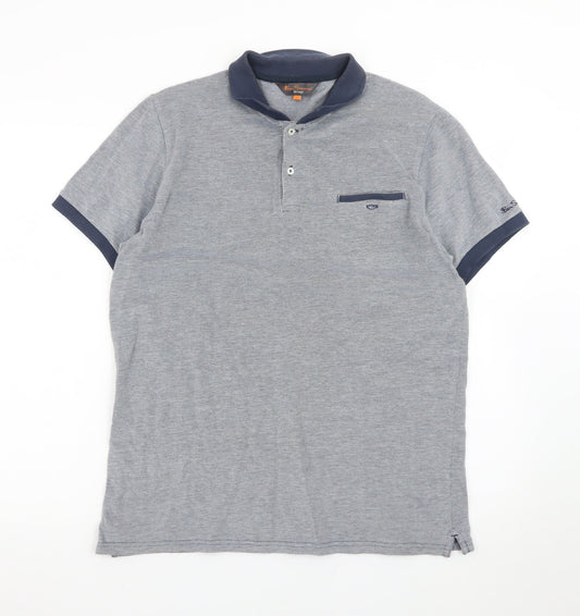 Ben Sherman Heritage Grey Men's L Polo Shirt Short Sleeve Cotton