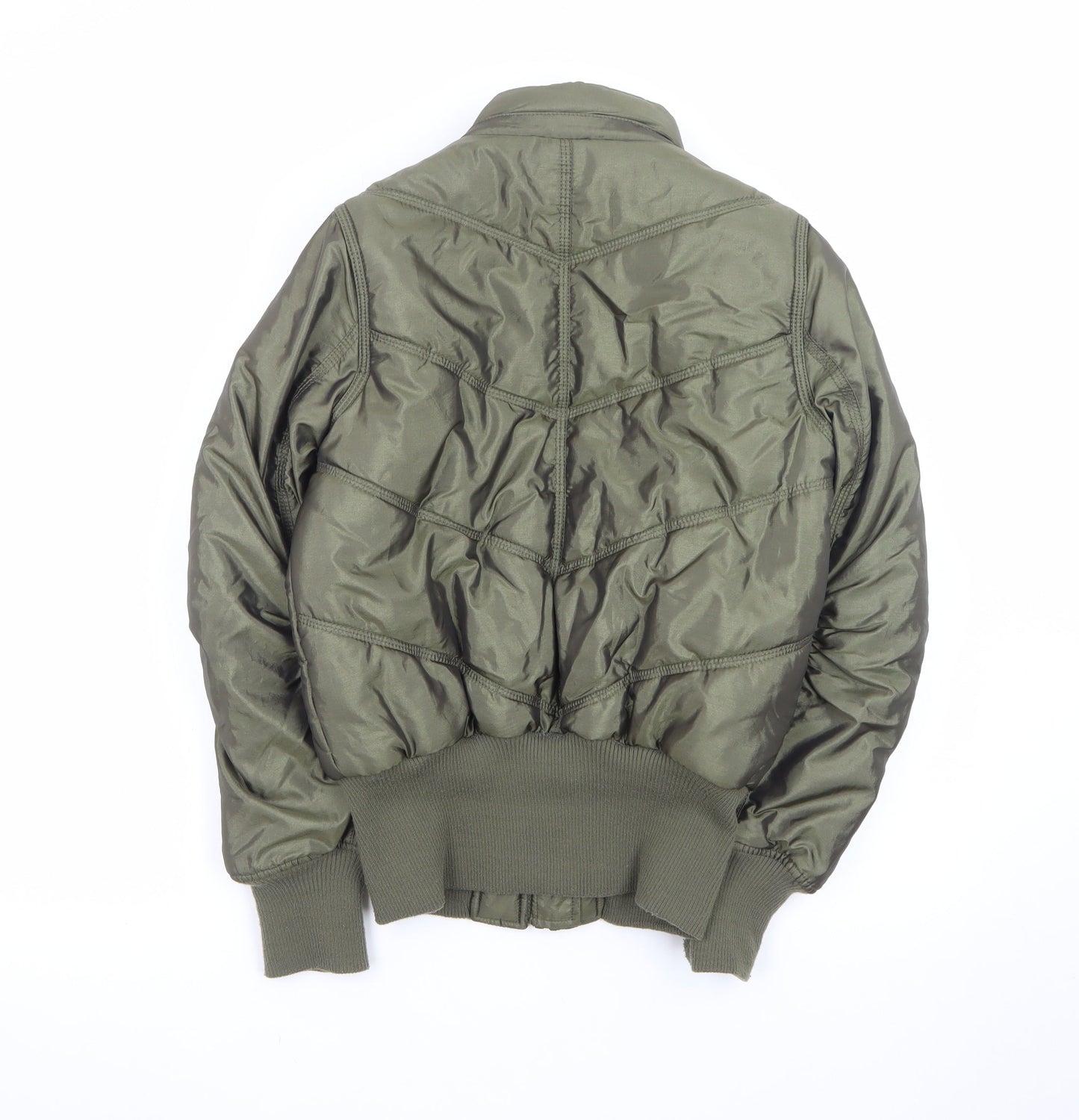 Oasis Women's Green Size 10 Bomber Jacket Zip Quilted Casual