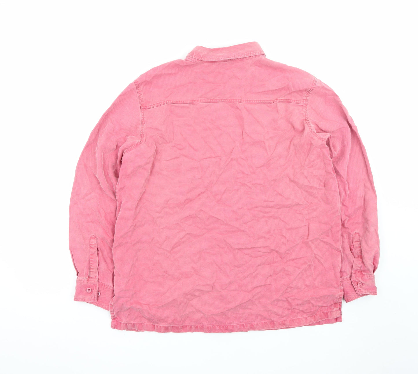 Marks and Spencer Women Pink Cotton Long Sleeve Button-Up Shirt UK 16