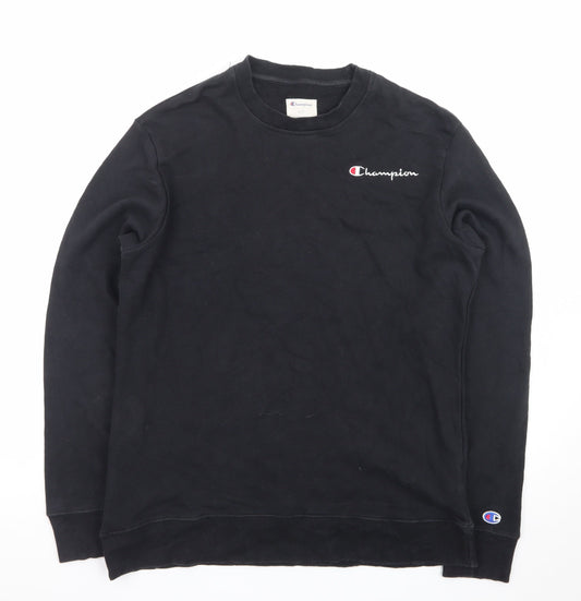 Champion Mens Black Medium Crew Neck Pullover Sweatshirt