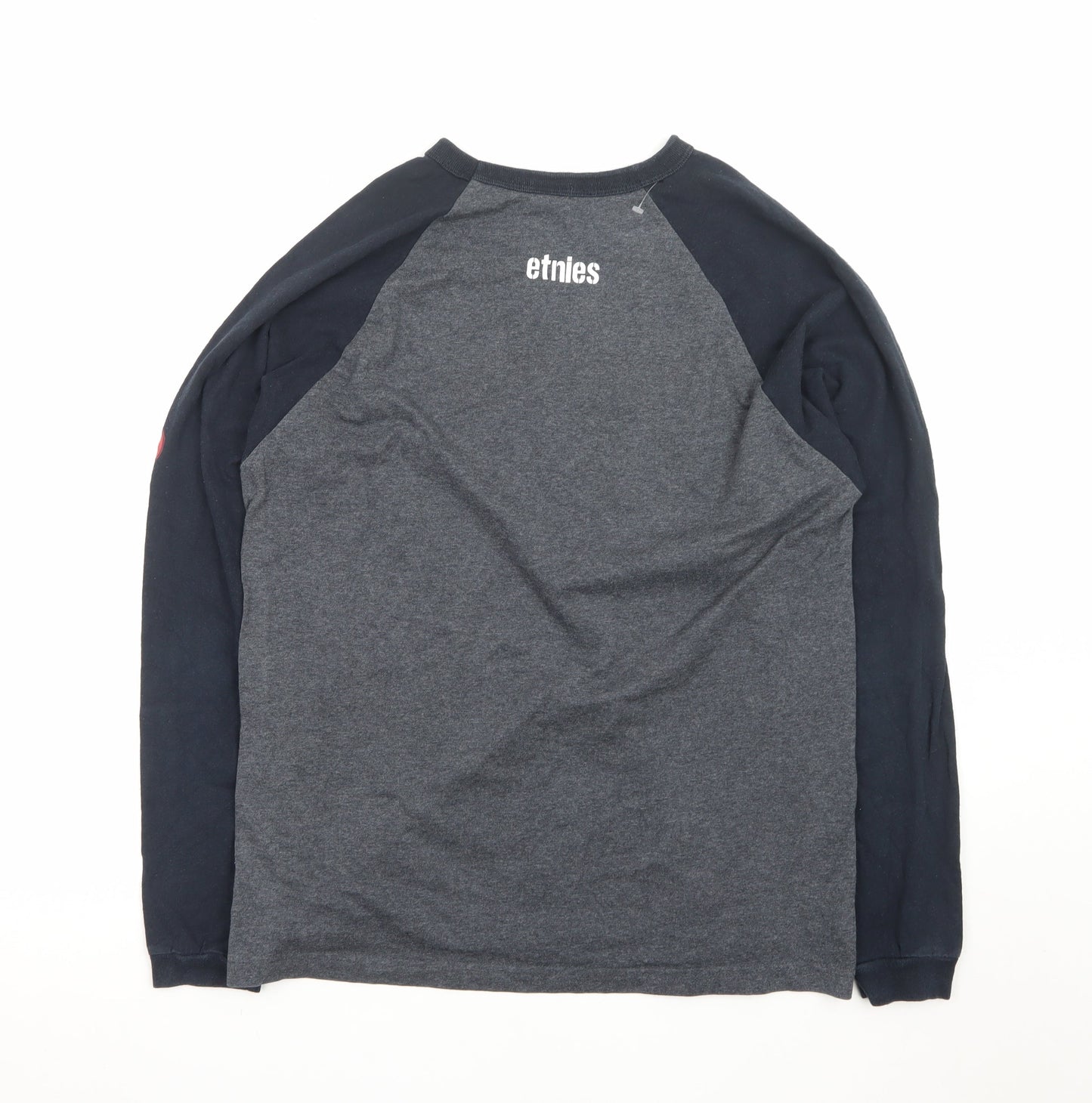 Etnies Men's Grey Long Sleeve Crew Neck Graphic T-Shirt M