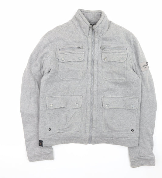 Diesel Men’s Grey Cotton Bomber Jacket Size L Regular Fit