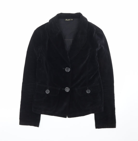 Foxhole Women’s Black Velvet Tailored Blazer Size 10 Classic Jacket