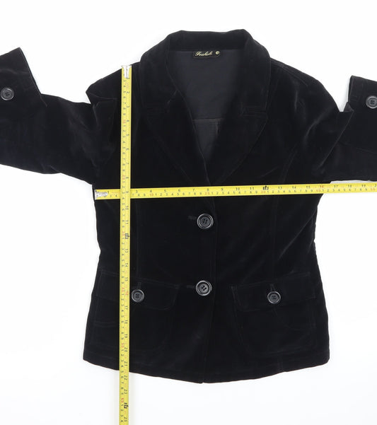 Foxhole Women’s Black Velvet Tailored Blazer Size 10 Classic Jacket