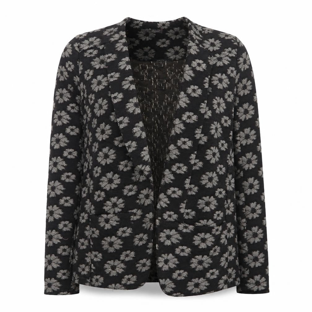 Laura Ashley Women Black Floral V-Neck Long Sleeve Blouse Size 12