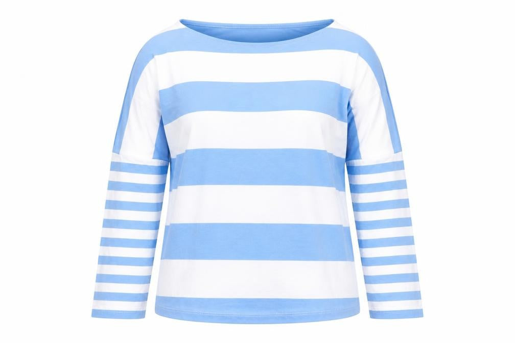 Next Women's Blue White Striped Long Sleeve Jersey T-Shirt UK 12