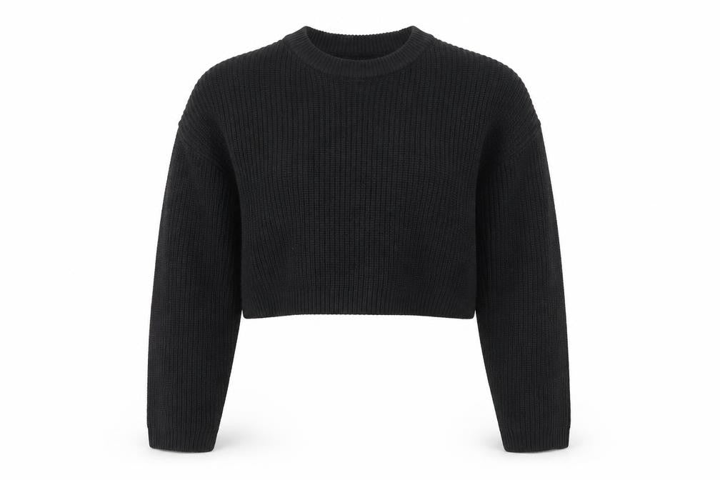 Only Womens Black Chunky Knit Crew Neck Long Sleeve Pullover Jumper XS