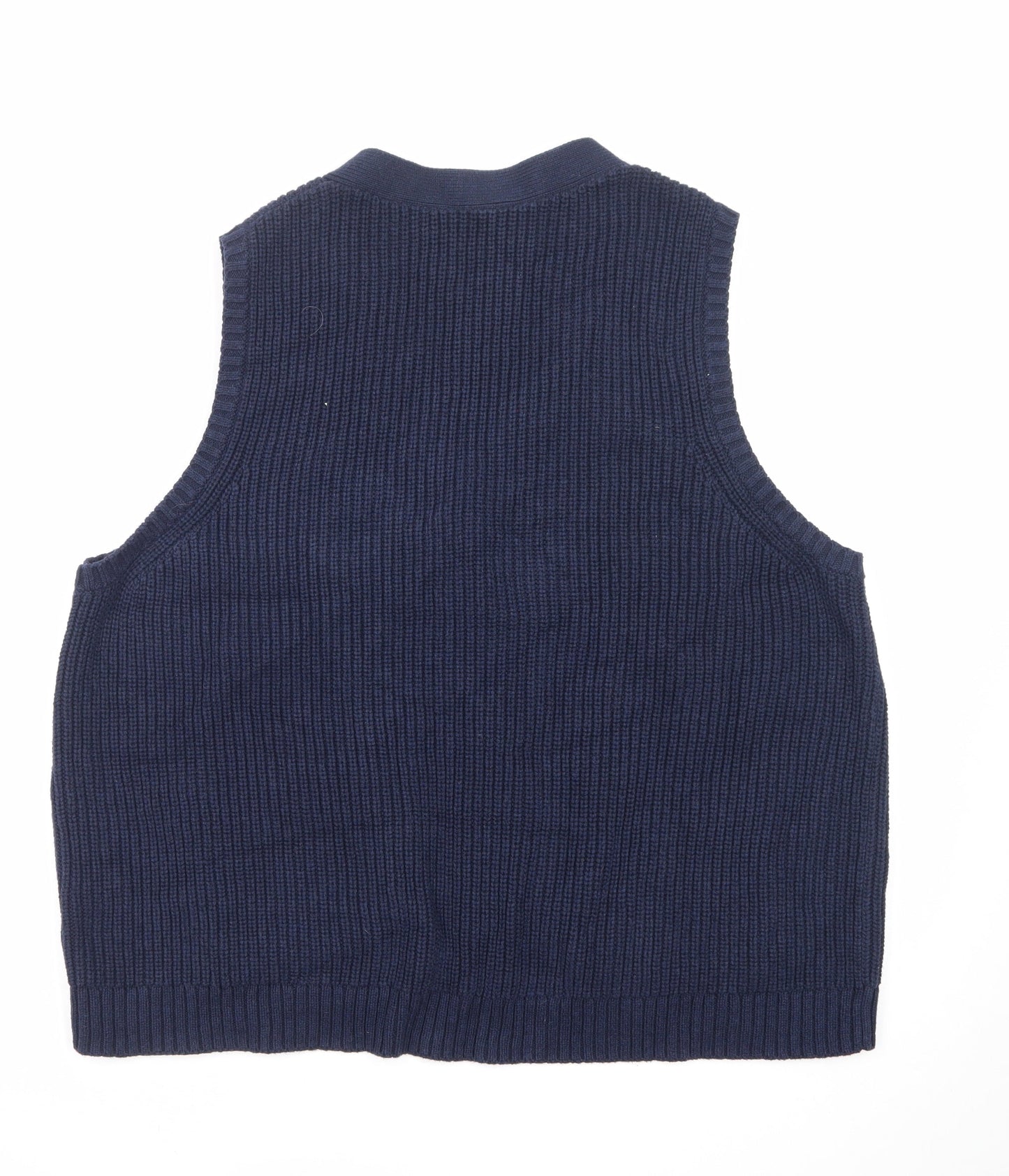 Seasalt Cornwall Women Blue Cotton Knit Vest Jumper Size 22