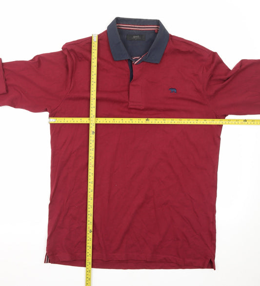 A/W85 Men's Red Long Sleeve Cotton Polo Shirt Size L