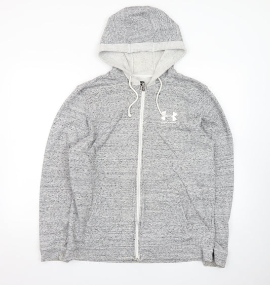 Under Armour Mens Grey Full Zip Hoodie Size L Regular Fit
