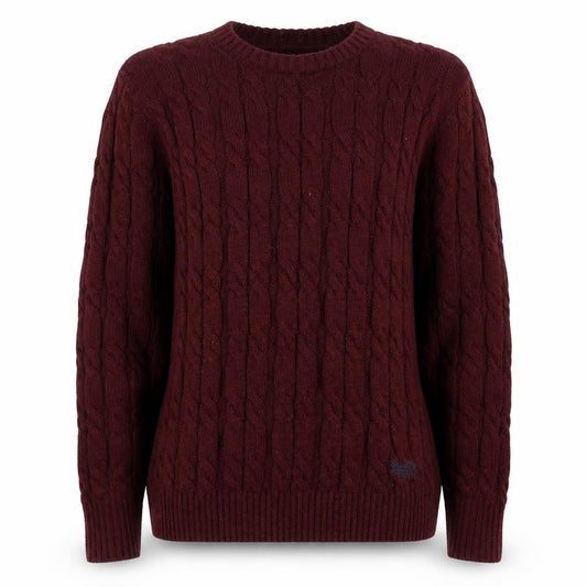 Superdry Men's Red Cable-Knit Crew Neck Jumper 2XL