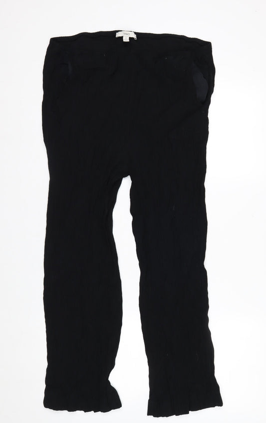 Marks and Spencer Women Black Size 18 Short Elastic Waist Trousers