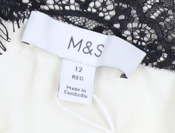 Marks and Spencer Women’s Black Ivory Lace Slip Dress Size 12