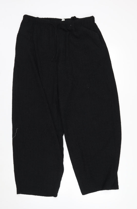Marks and Spencer Women’s Black Cropped Knit Wide-Leg Trousers Size 12