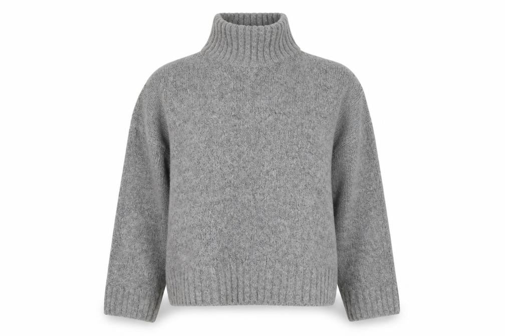 H&M Women Grey Roll Neck Wool Blend Jumper Medium Classic Winter