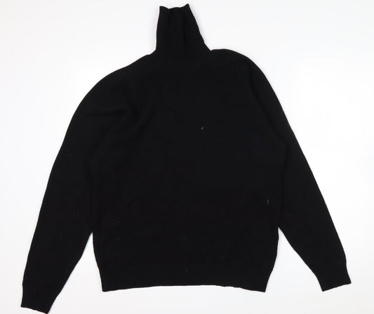 Springfield Originals Men's Black Wool Roll Neck Jumper Size M