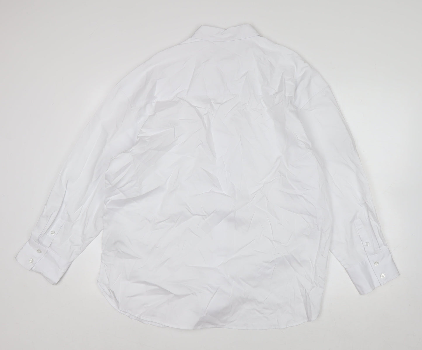 Marks and Spencer Women's White Cotton Long Sleeve Button-Up Shirt Size 12