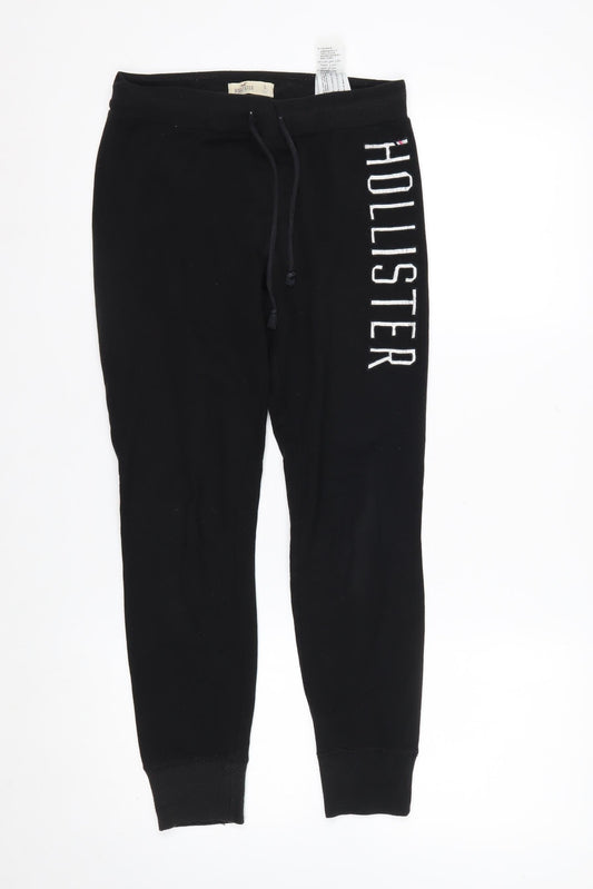 Hollister Women Black Jogger Sweatpants S Cotton Blend Drawstring