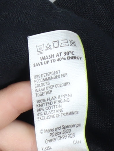Marks and Spencer Women’s Black Linen Capri Trousers Size 14