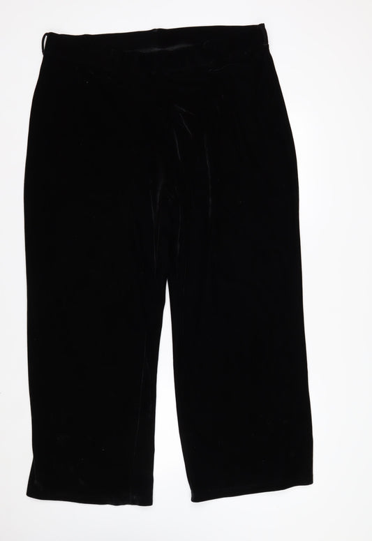 Marks and Spencer Women's Black Velvet Stretch Trousers Size 20 Short