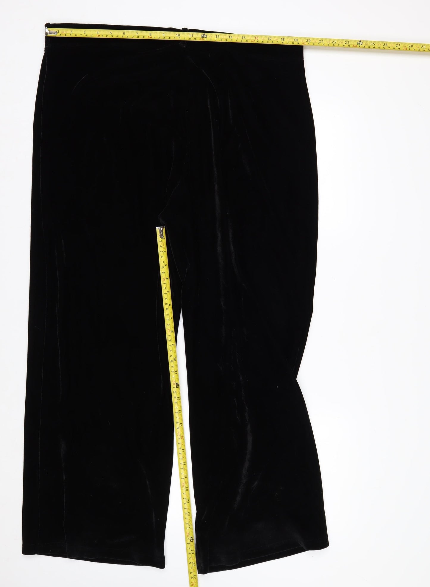 Marks and Spencer Women's Black Velvet Stretch Trousers Size 20 Short