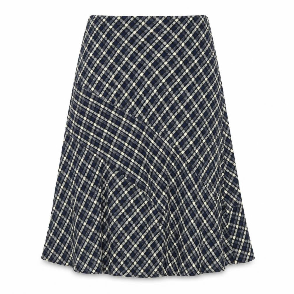 Anna Rose Women Blue Checked A-Line Midi Skirt Size 12