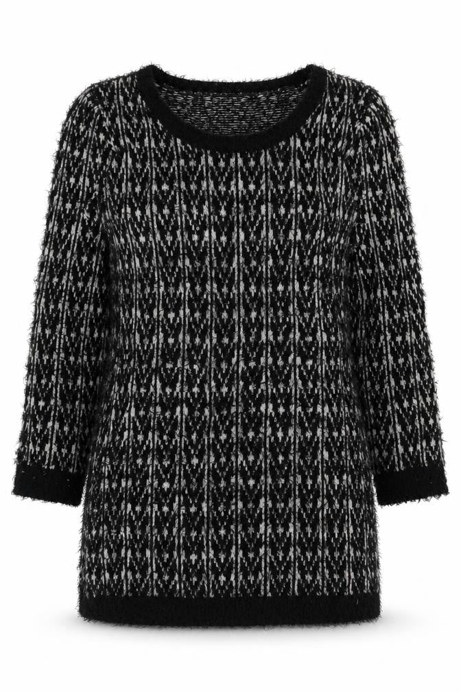 Cape Daisy Women’s Black White Knit Pullover Jumper Size L