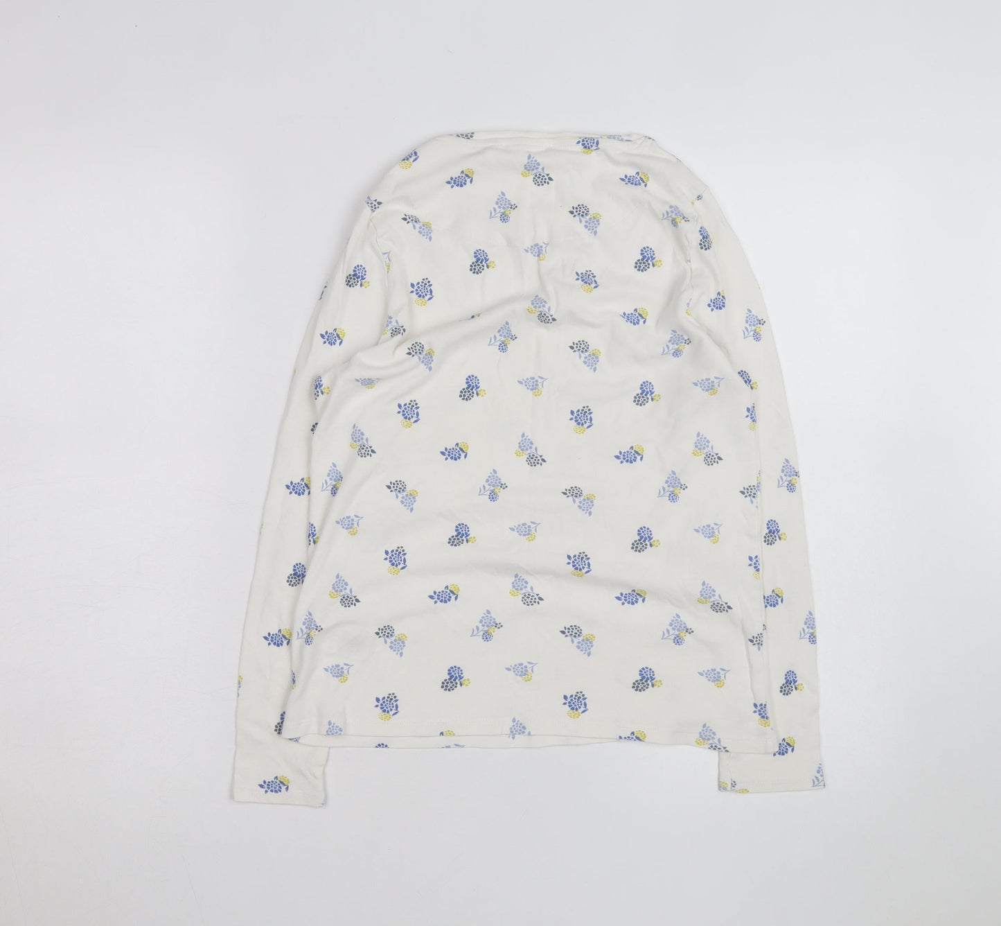 Marks and Spencer Women's White Floral Long Sleeve Cotton T-Shirt Size 16