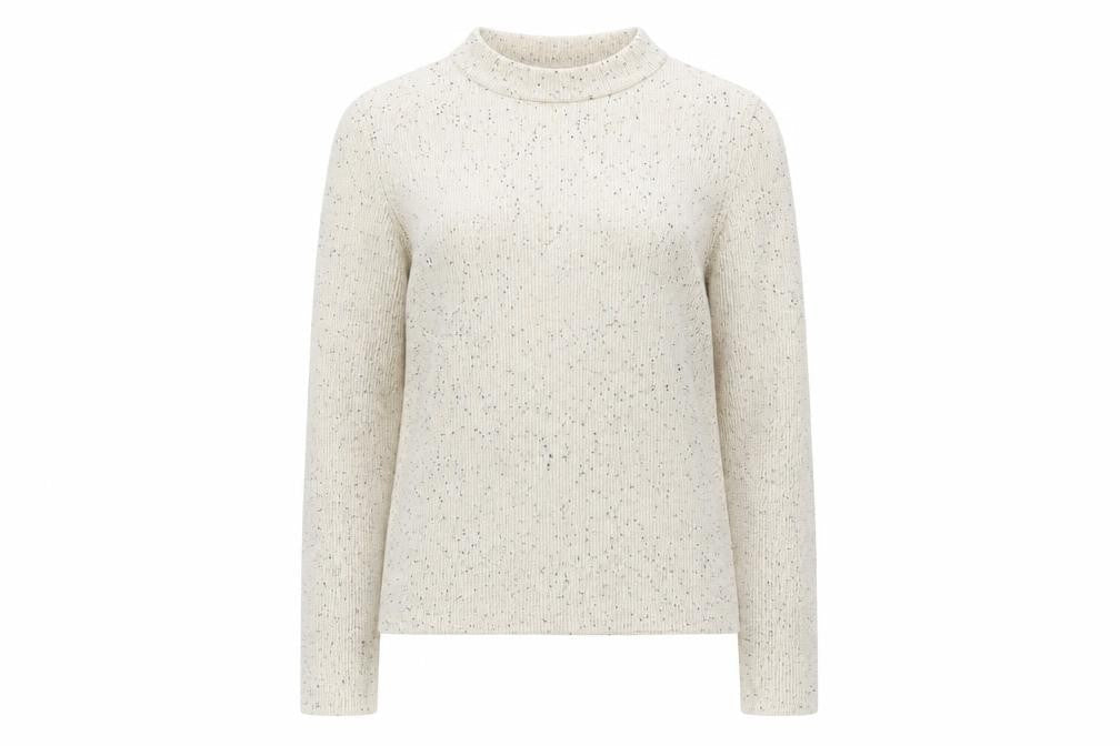 Monki Women's Ivory Mock Neck Ribbed Knit Jumper XS
