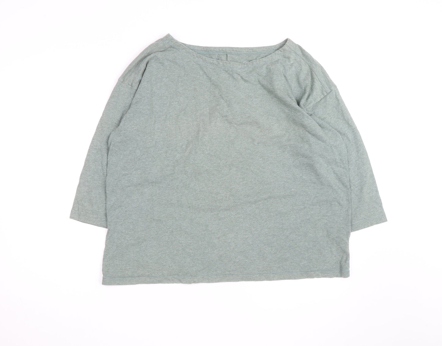 Toast Womens Green Cotton 3/4 Sleeve Boat Neck T-Shirt Size 12