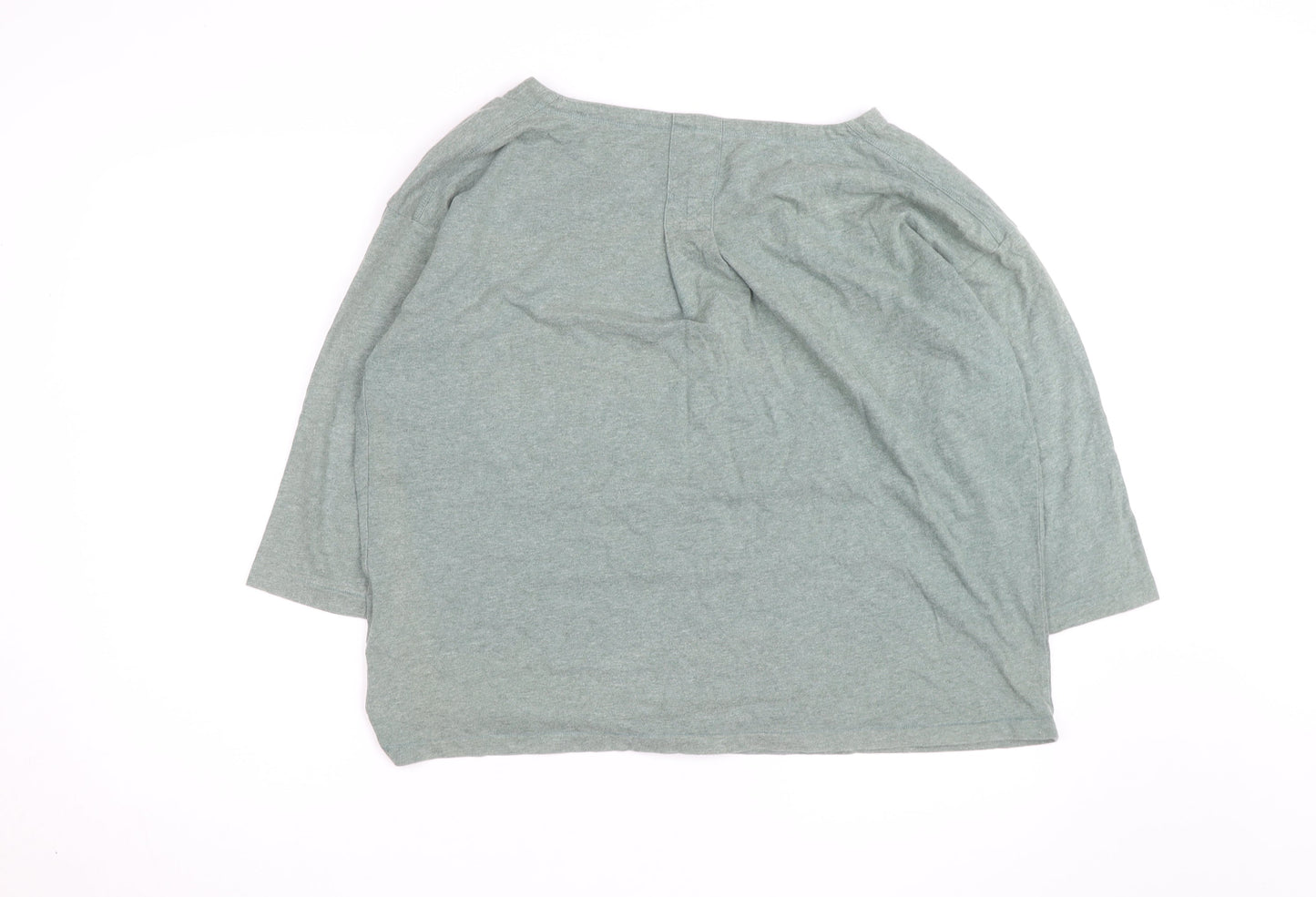 Toast Womens Green Cotton 3/4 Sleeve Boat Neck T-Shirt Size 12
