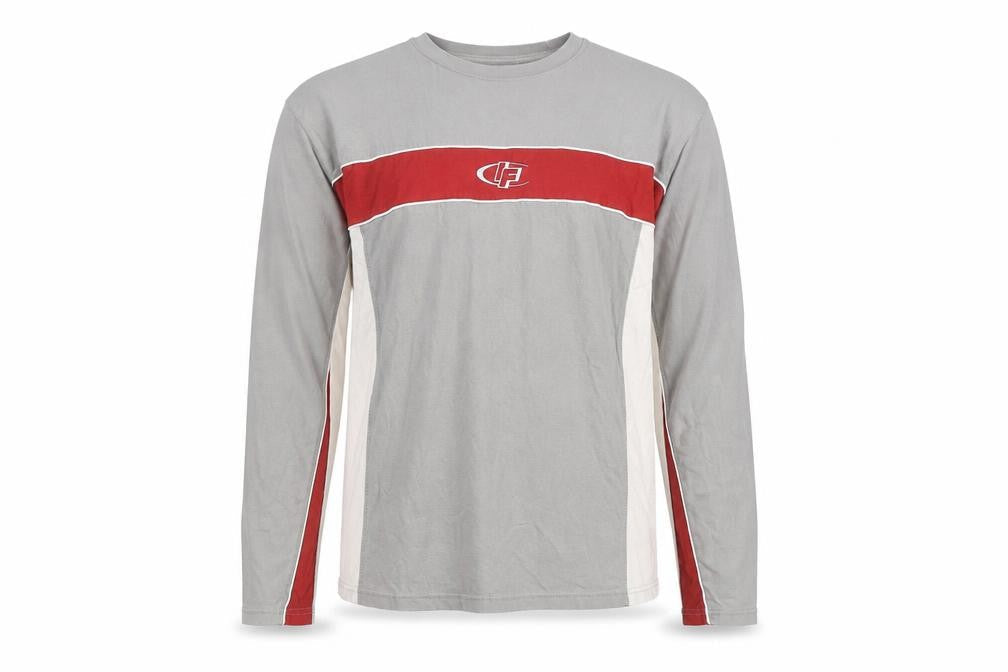 iets frans... Men's Grey and Red Long Sleeve Colourblock Top Size M