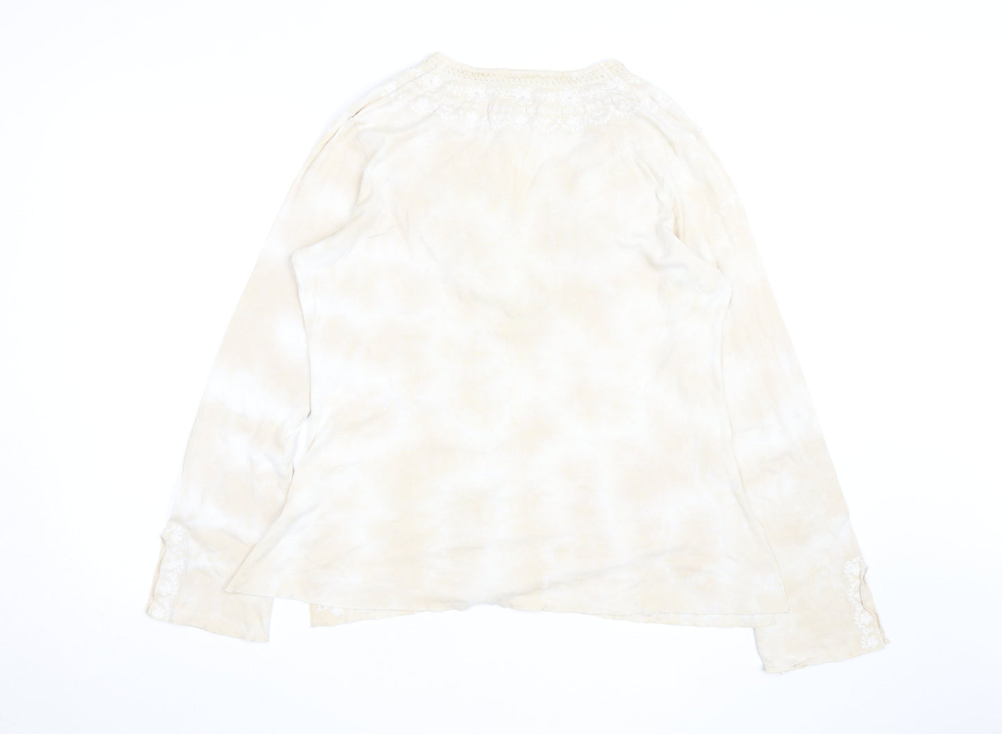 Next Women Beige Embroidered Tunic Blouse UK 16 Long Sleeve Top