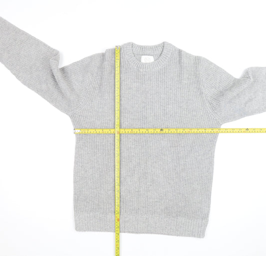 Marks and Spencer Men's Grey Lambswool Blend Pullover Jumper L