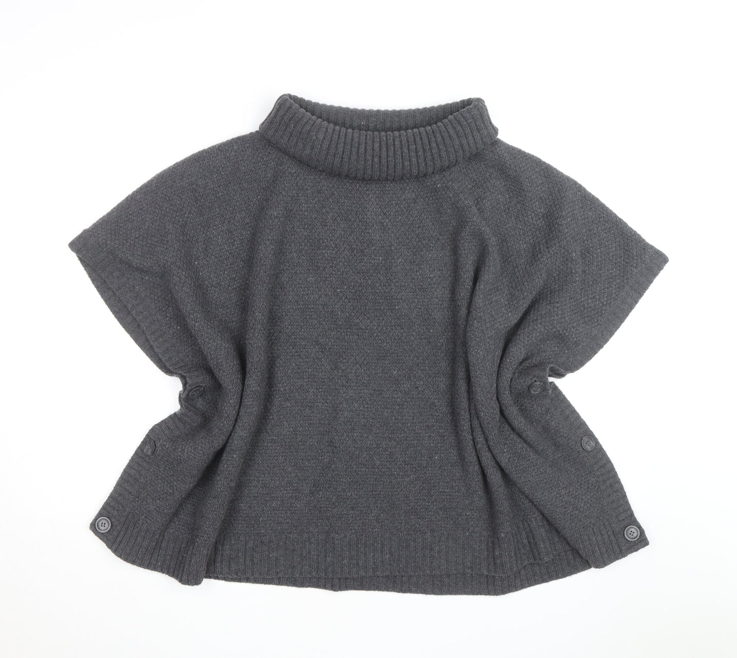 Seasalt Cornwall Women’s Grey Wool Roll Neck Cape Jumper Size S