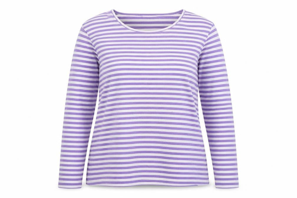 Orvis Women's Purple Striped Long Sleeve Cotton T-Shirt XL