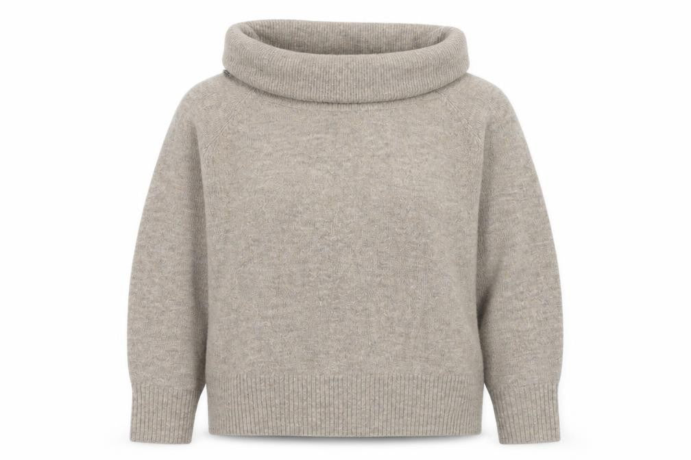 H&M Women Beige Cowl Neck Wool Blend Jumper Size S