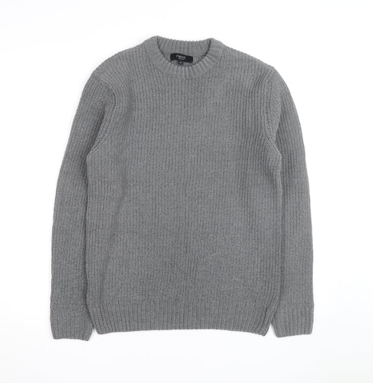 Next Men’s Grey Chunky Knit Crew Neck Wool Blend Pullover Jumper M