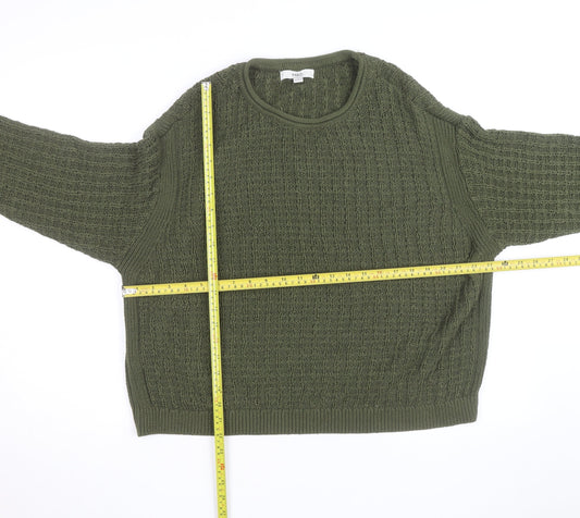 Marks and Spencer Men's Green Cotton Cable Knit Jumper Size L