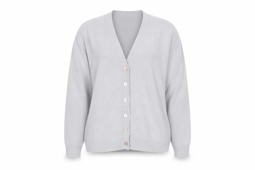 Damart Women’s Grey V-Neck Button Cardigan Size M Knitwear