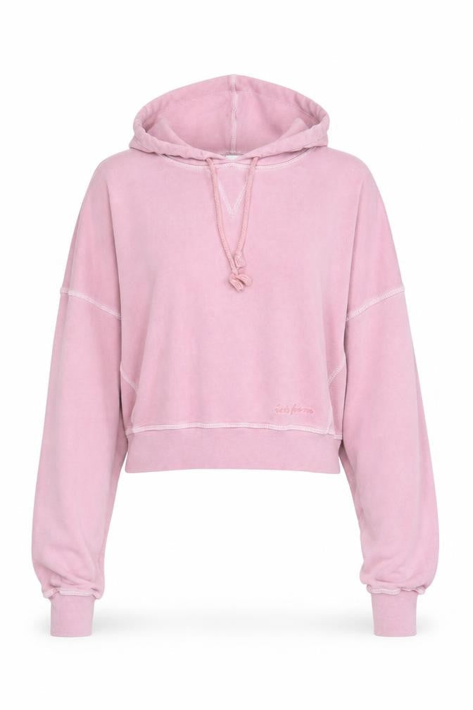 Isla Forma Womens Pink Cropped Pullover Hoodie Size M Cotton Blend