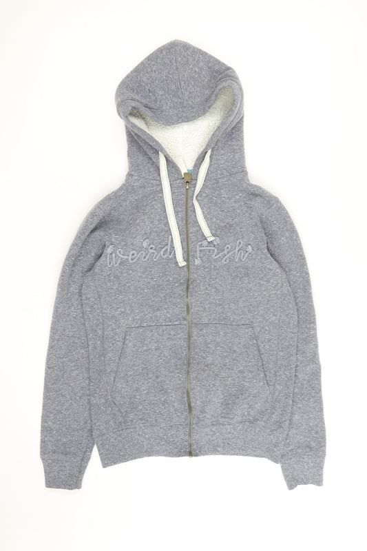 Weird Fish Women's Grey Full Zip Hoodie Size 8 Sherpa Lined