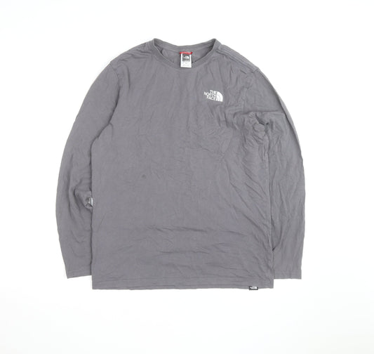 The North Face Mens Grey Long Sleeve Cotton T-Shirt M