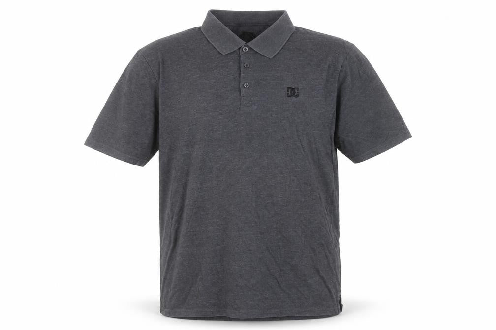 DC Men's Grey XL Logo Short Sleeve Polo Shirt